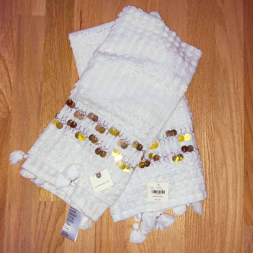 Anthropology kitchen towels gold tassel (2)